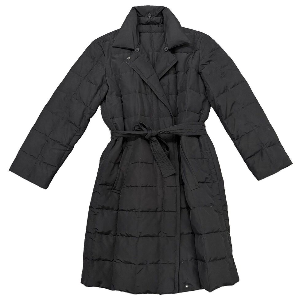 Max Mara Weekend Quilted Down Trench Coat Size 6 Black